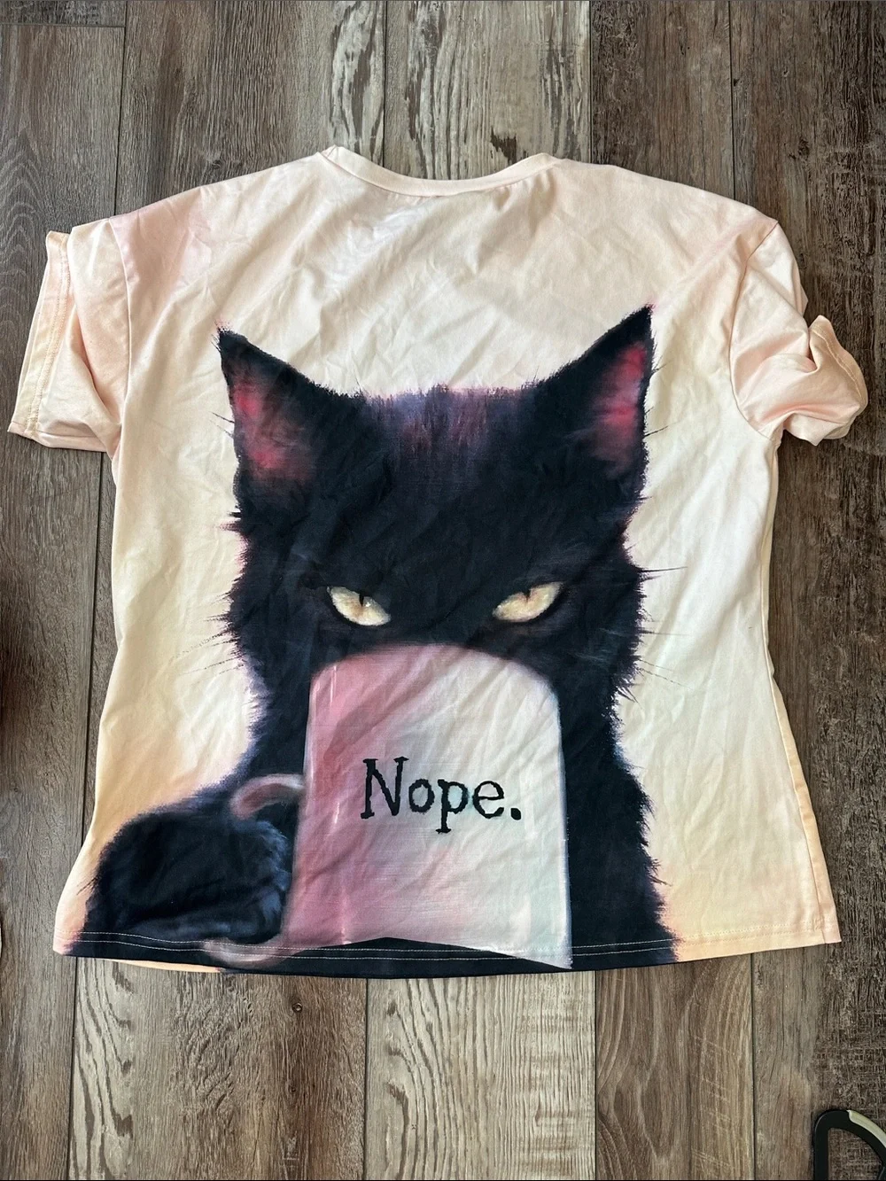 Pink Cat Graphic Tee with 'Nope' Mug